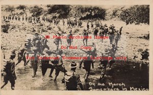 Mexico Border War, RPPC, US Soldiers Crossing Stream On the March in Mexico