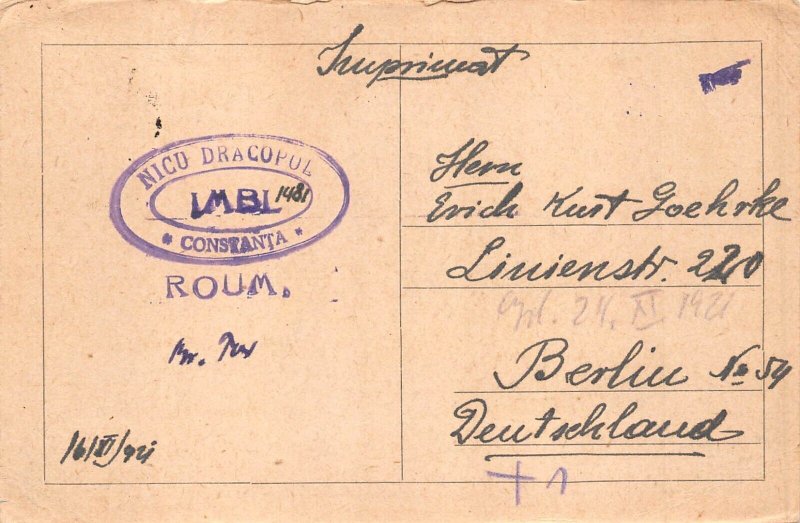 L092 Romania 1929 Constanta Casino vintage postcard