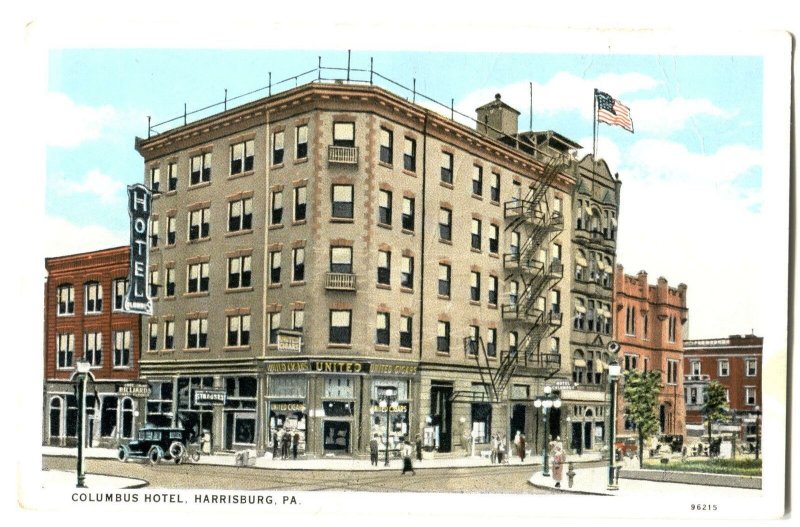 Postcard Columbus Hotel Harrisburg PA