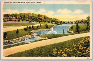 1946 Cascades In Forest Park Springfield Massachusetts MA Park Posted Postcard