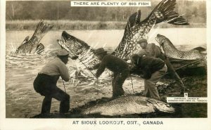 RPPC 5 Fishing Exaggeration Plenty Big Fish at Sioux Lookout ON Canada