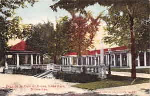 MILWAUKEE WISCONSIN PAVILION IN CONCERT GROVE LAKE PARK POSTCARD 1911