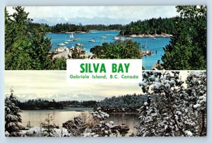 Gabriola Island British Columbia Canada Postcard Silva Bay c1950's Multiview