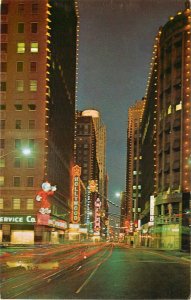 Postcard Texas Fort Worth West Seventh Night 1950s Night Neon Strykers 23-10225