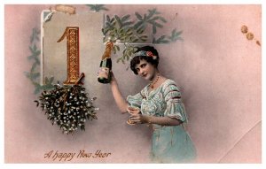 New Year Woman drinking Champagne