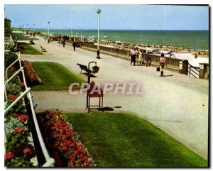 Modern Postcard La Cote Cabourg Calvados Promenade and Beach