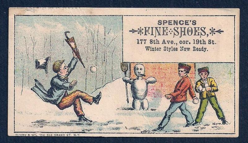 VICTORIAN TRADE CARD Spence's Fine Shoes