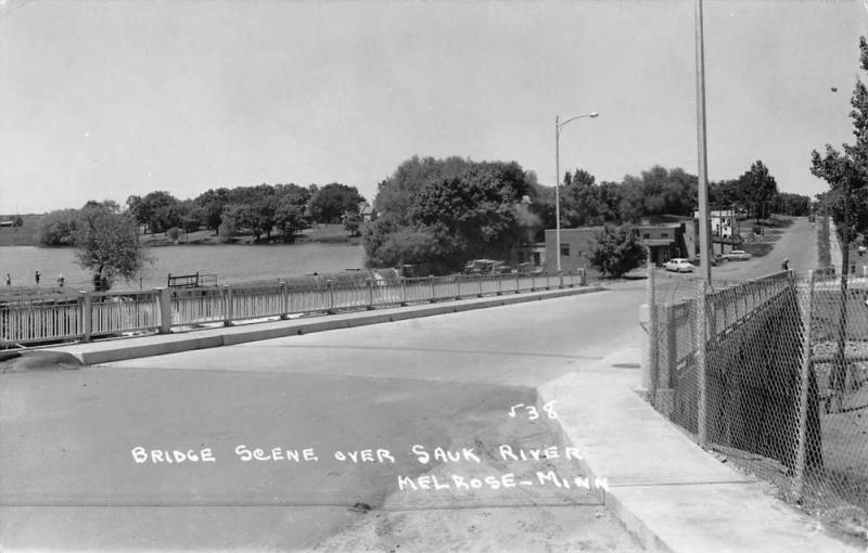 Melrose Minnesota Sauk River Bridge Real Photo Antique Postcard K66718