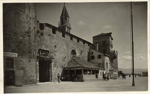 croatia, TROGIR, Dalmatia, View on Abbey and City Gate (1920s) RPPC Postcard