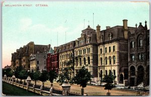 Wellington Street Ottawa Ontario Canada Towering Buildings Postcard
