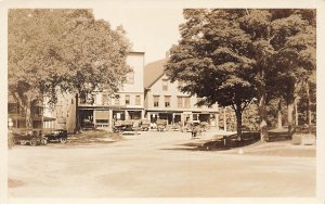 Union ME Store Fronts Old Cars Shady Trees, Real Photo Postcard