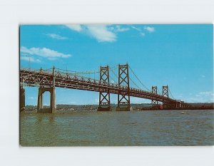 Postcard Bettendorf Moline/Iowa-Illinois Memorial Bridge Mississippi River USA