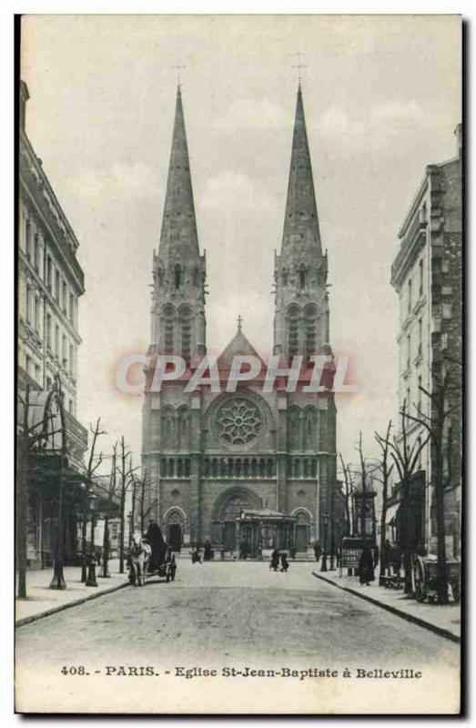 Paris Carte Postale Ancienne Eglise Saint Jean Baptiste de Belleville