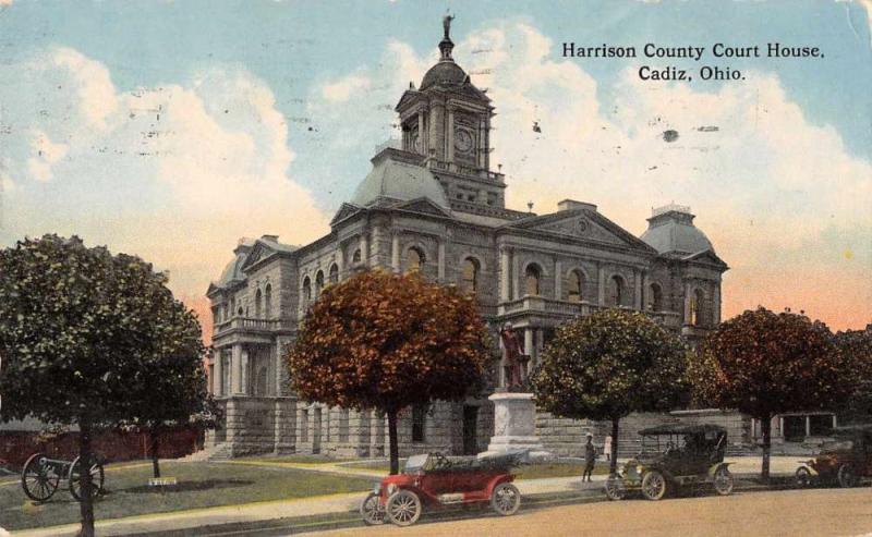 Cadiz Ohio Harrison County Court House Antique Postcard J46087