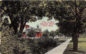 Flint Michigan~View on East Kearsley Street~Row of Houses~1911 Postcard
