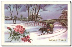 Old Postcard Bonne Annee Fancy Caleche