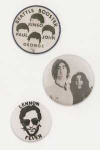 John Lennon Fever The Beatles Booster Old Badge Button Postcard