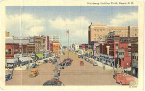 Broadway Looking North in Fargo North Dakota ND, Linen