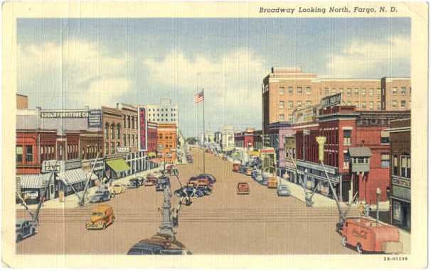 Broadway Looking North in Fargo North Dakota ND, Linen