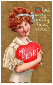 Valentine Woman holding heart