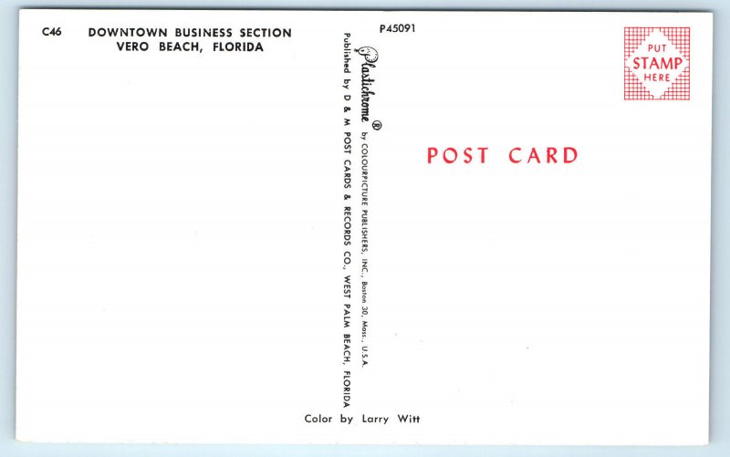 Florida Vero Beach FL Drug Store Downtown Postcard