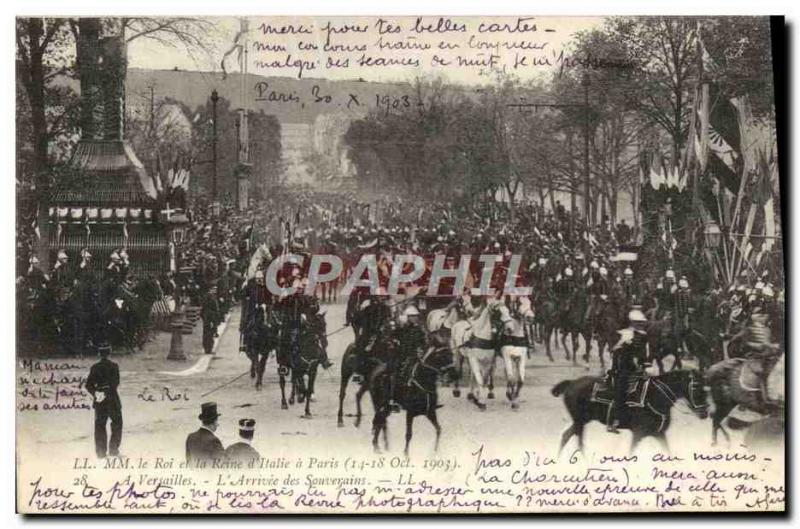 Old Postcard The King And Queen d & # 39Italie In Paris Versailles L & # 39ar...