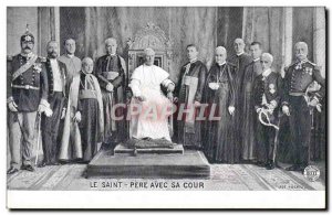 Old Postcard Pope The Holy Father with his court