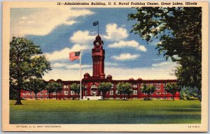 Great Lakes Illinois, Administration Building, Naval Training Center, Postcard