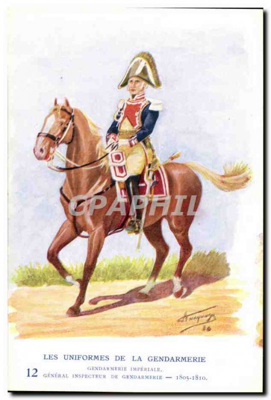 Old Postcard The uniforms of police Inspector General MArechausee 1805-1810 M...