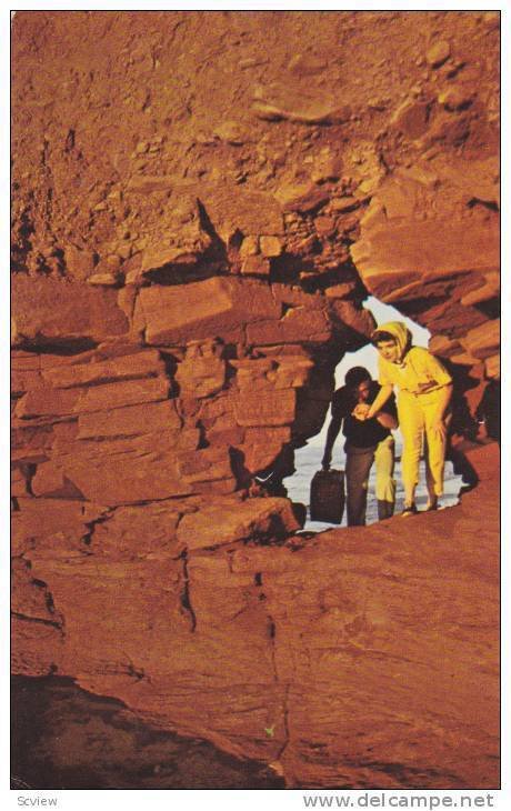 Rich red soil and rock formation at Cavendish Beach, Prince Edward Island, Ca...