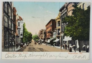 Hagerstown MD West Washington St 1907 to Milton Pa udb Postcard R18