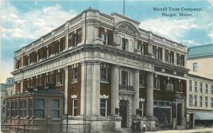 Bangor Maine Bank Merrill Trust Company C-1910 Teich Snow postcard 10423