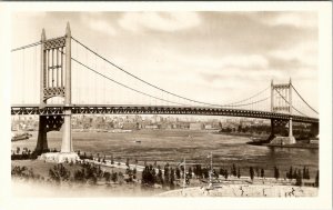 NY Triboro Bridge RPPC c1940s Empire State Building Postcard V12