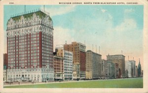 USA Michigan Avenue North From Blackstone Hotel Chicago Vintage Postcard 08.07