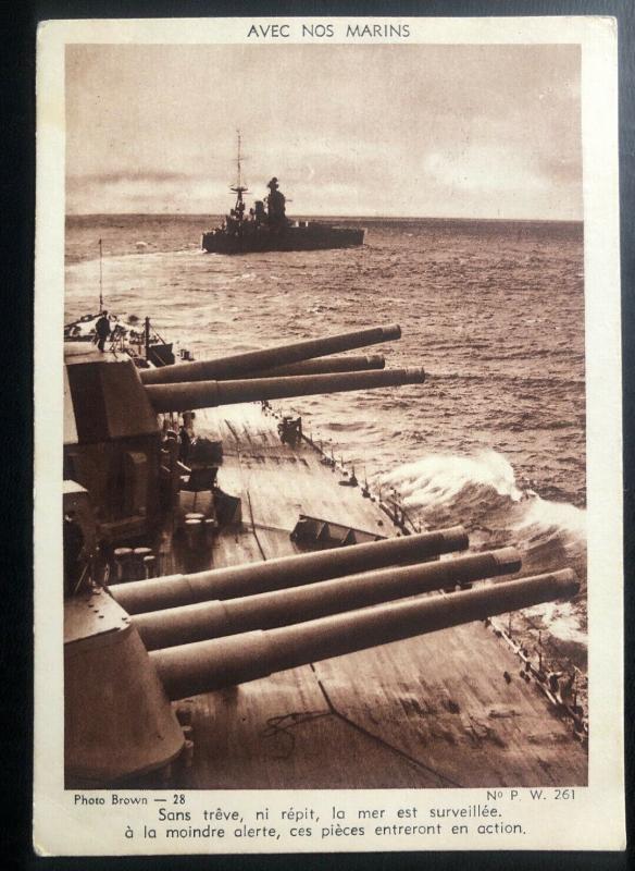Mint France Real Picture Postcard RPPC Our Marine Guns Go Into Action WW2