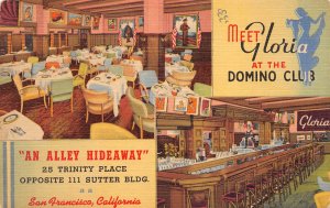 San Francisco California Domino Club, Multi-View Linen Vintage Postcard U11188