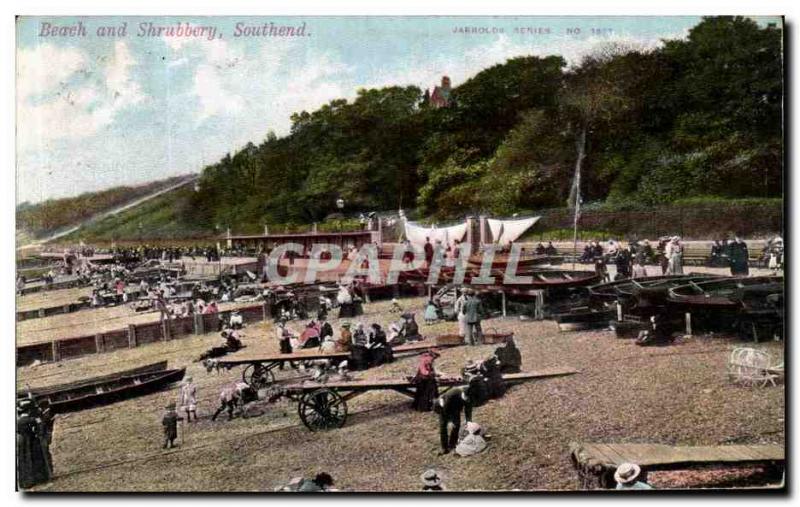 Postcard Old Beach and Shrubbery Southend