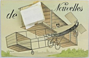 De Nouvelles Mozhaysky's Airplane Foldout Wing - Foreign Vintage Postcard