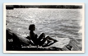 RPPC Louisa Beach 'Bathing Beauty' Wentworth Quebec 1954 Canada