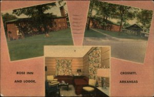 Crossett AR Rose Inn & Lodge Linen Multi View Postcard