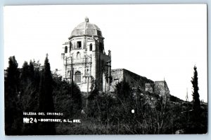 Monterrey Nuevo Leon Mexico Postcard Iglesia Del Obispado c1940's RPPC Photo