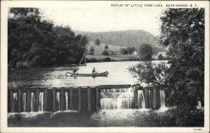 Homer New York NY Little York Lake Outlet Canoe Canoeing Vintage Postcard