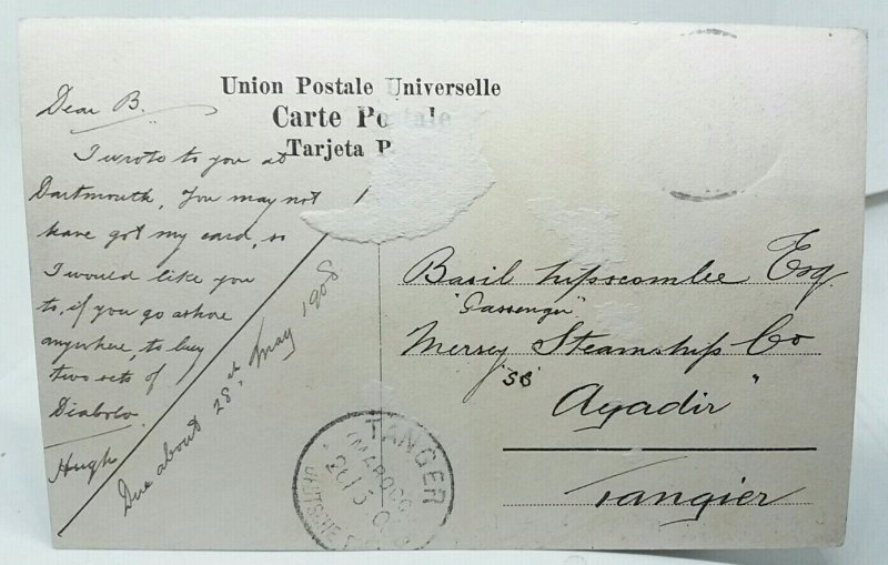 Casablanca Le Kaid Si Bubeker Prisonnier à Bord du Shamrock Vtg Postcard 1908