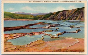 Postcard - Blue Springs, Mammoth Terraces, Yellowstone National Park, Wyoming