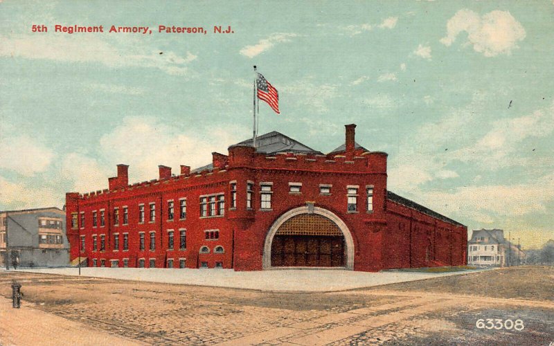 5th Regiment Armory, Paterson, New Jersey, Early Postcard, Unused