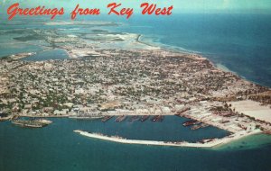 Vintage Postcard Greetings From Key West Air View America's Southernmost City FL