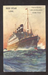 RED STAR LINE OCEAN LINER BELGENLAND SHIP VINTAGE ADVERTISING POSTCARD