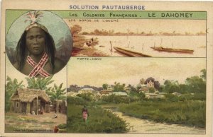 dahomey benin, PORTO-NOVO, Ouémé River, Native Man with House (1920s) Trade Card