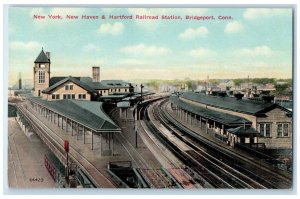 c1910 New York Haven Hartford Railroad Station Bridgeport Connecticut Postcard
