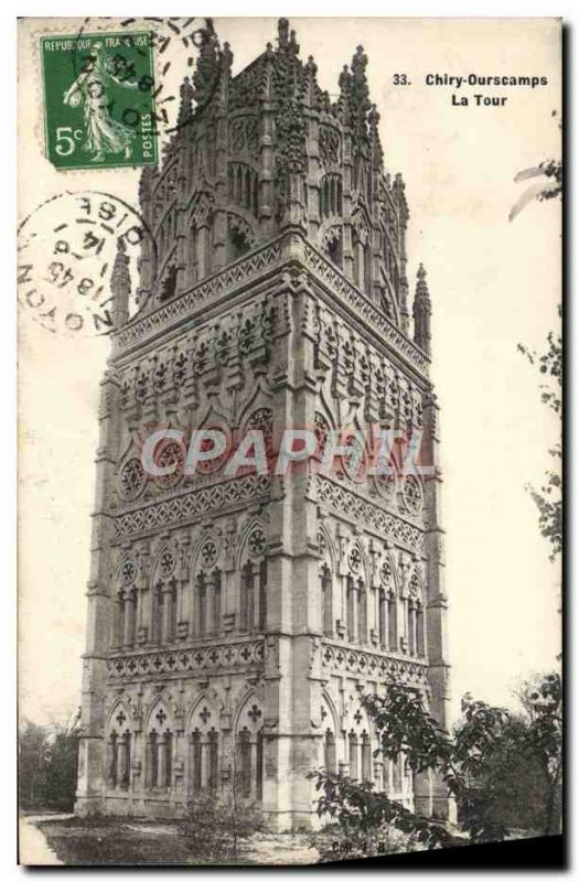 Old Postcard Chiry Ourscamps Tower